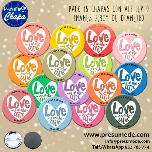 Chapas para boda love is in the air