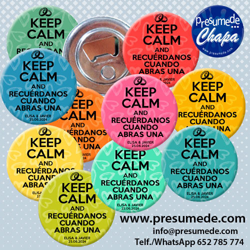 Abridores para boda Keep Calm & recuérdanos cuando abras una