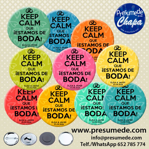 Chapas para boda keep calm que estamos de boda