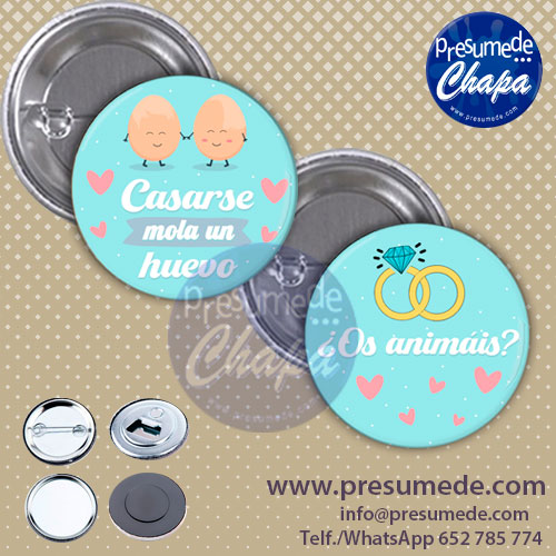 Chapas para boda casarse mola