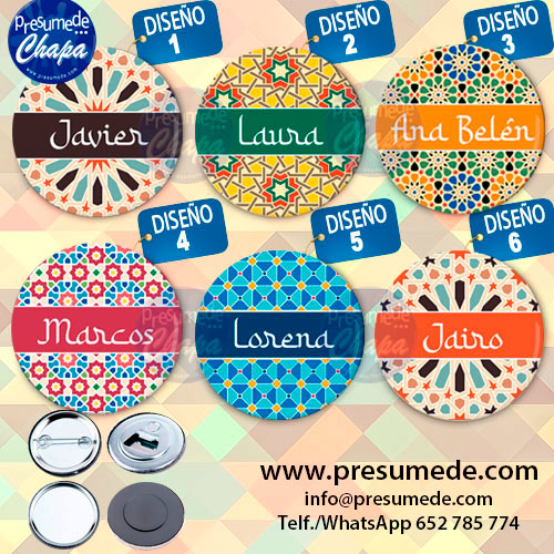 Chapas con nombres mosaico