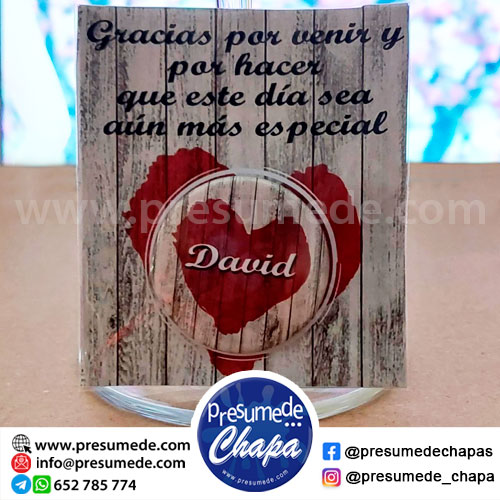 Marcasitios con tarjeta FIRST DATES para Boda - Chapa de 38mm