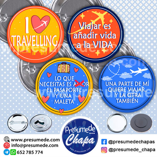 Pack 4 chapas para viajeros