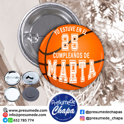 Chapas para cumpleaños pelota baloncesto