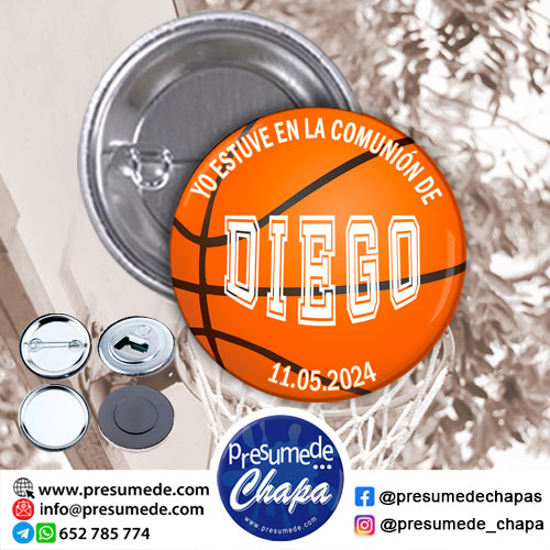 Chapas para comunión pelota baloncesto