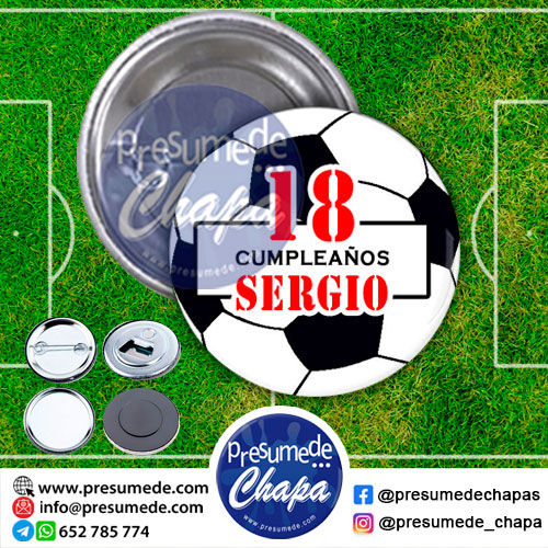 Chapas para cumpleaños pelota fútbol