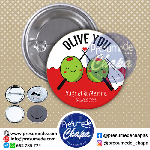 Chapas para boda olive you
