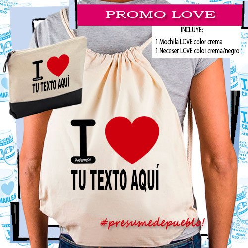 Oferta mochila y neceser I Love personalizados