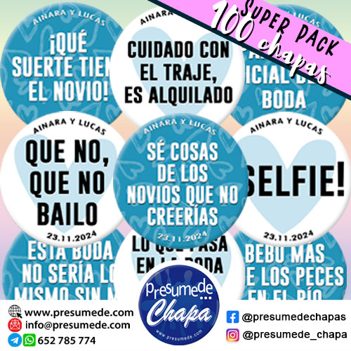 Chapas para boda azul y blanco