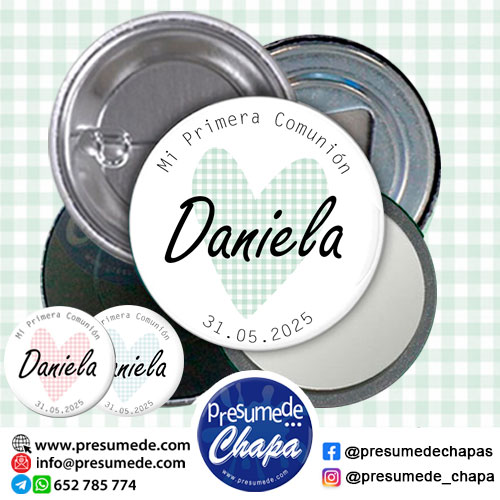 Chapas para comunión corazón vichy