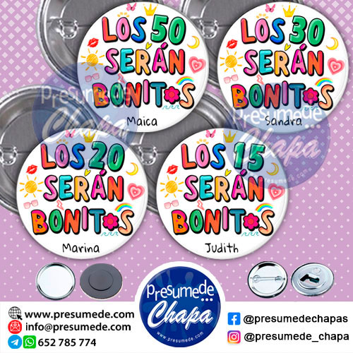 Chapas para cumpleaños serán bonitos