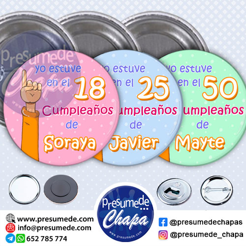 Chapas para cumpleaños brazo