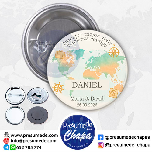 Chapas para boda nuestro mejor viaje comienza contigo