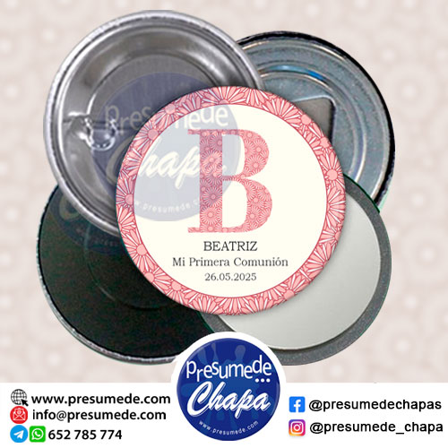 Chapas para comunión inicial flores