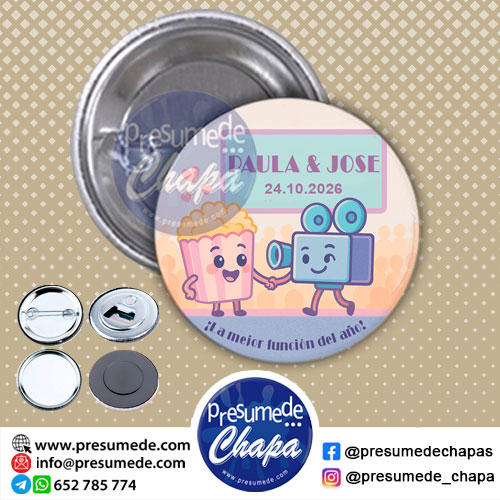 Chapas para boda la mejor función del año para una Boda de CINE