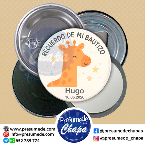 Chapas para bautizo jirafa