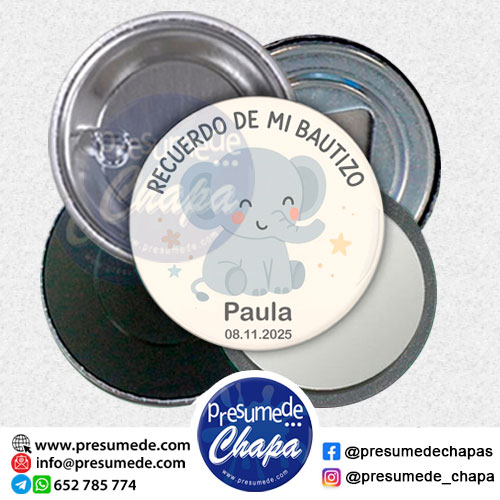Chapas para bautizo elefante