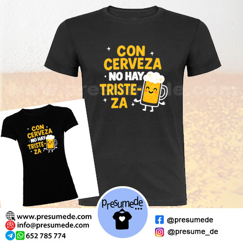 camiseta con cerveza no hay tristeza