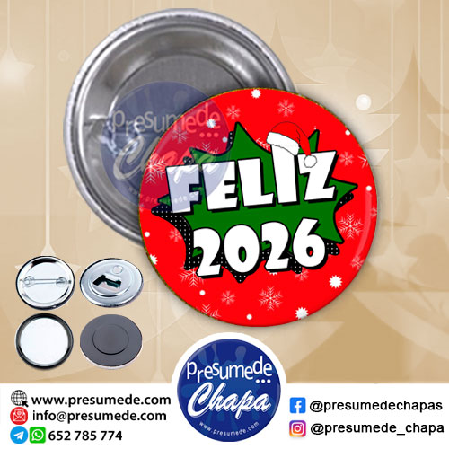 Chapas para navidad cómic feliz 2026