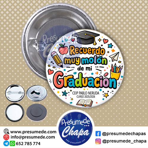 Chapas para graduación recuerdo muy molón de mi graduación
