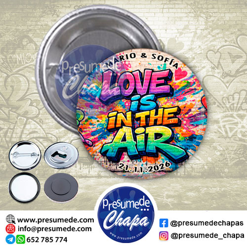 Chapas para boda grafiti love is in the air
