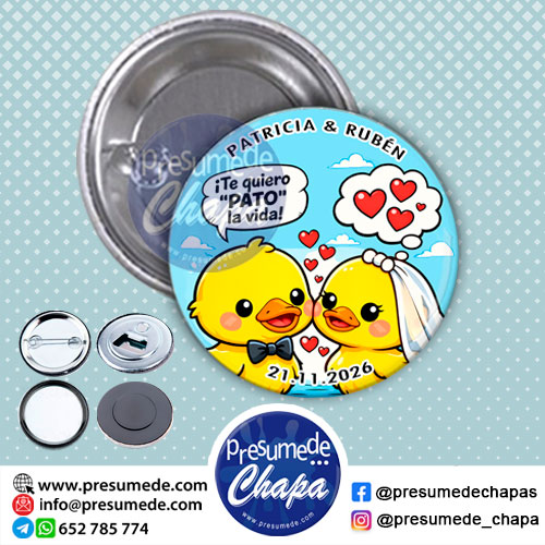 Chapas para boda pato la vida