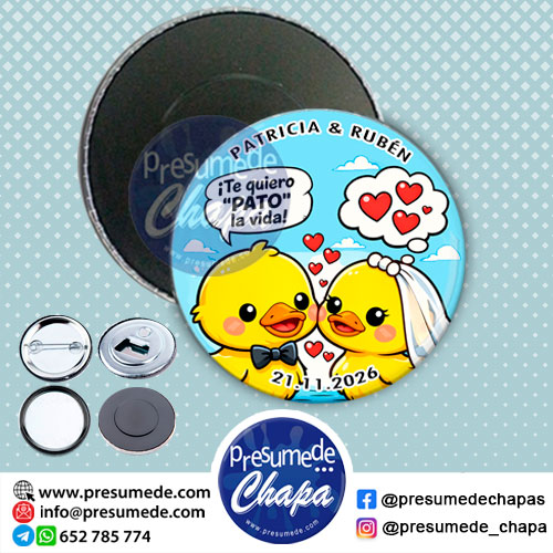 Imanes para boda pato la vida