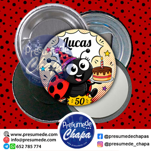 Chapas para cumpleaños mariquita