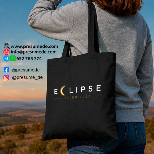 Bolsa de algodón eclipse solar 12 de agosto 2026