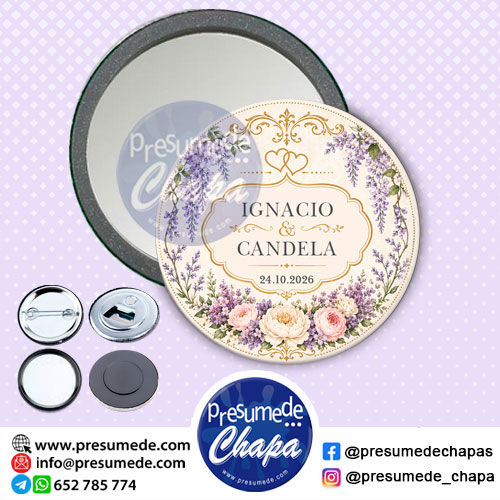 Espejos para boda romántico