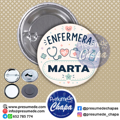 Chapas enfermera personalizadas tonos pastel