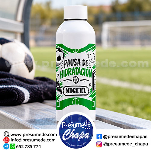 Bidón fútbol pausa de hidratación personalizado con nombre
