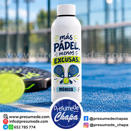 Bidón más pádel menos excusas personalizado con nombre